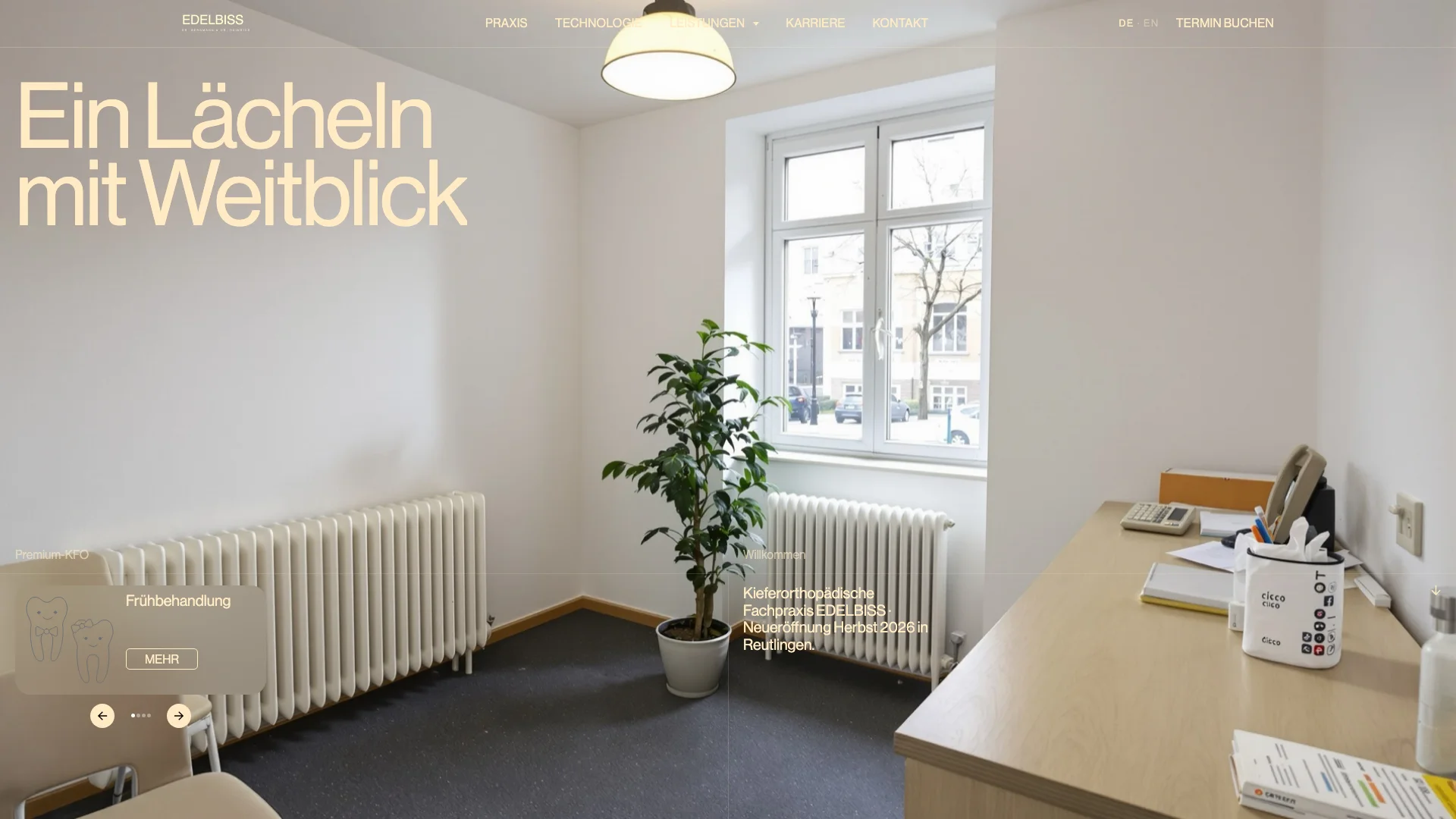 Live geschaltete Website der Konzeptstudie EDELBISS