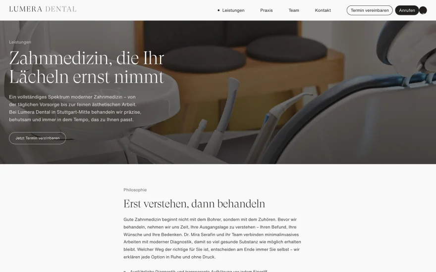 Leistungsseite der Demo-Website